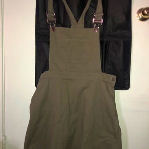 Women’s Military Green Overall Dress with Buttons